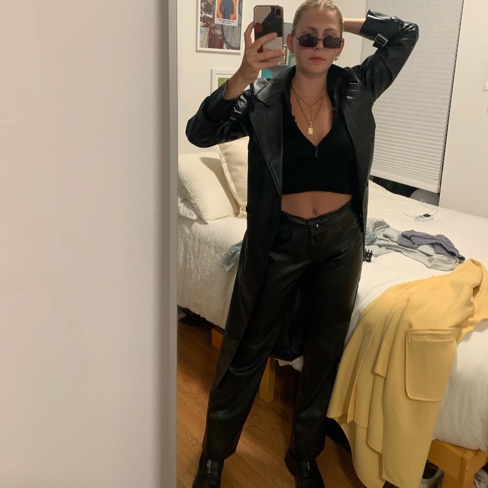 Long Faux Leather Jacket